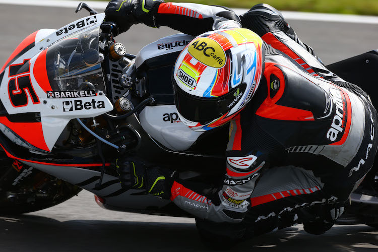 Alex De Angelis griff bei seiner Aprilia RSV4 ins Leere - Bremsversagen!