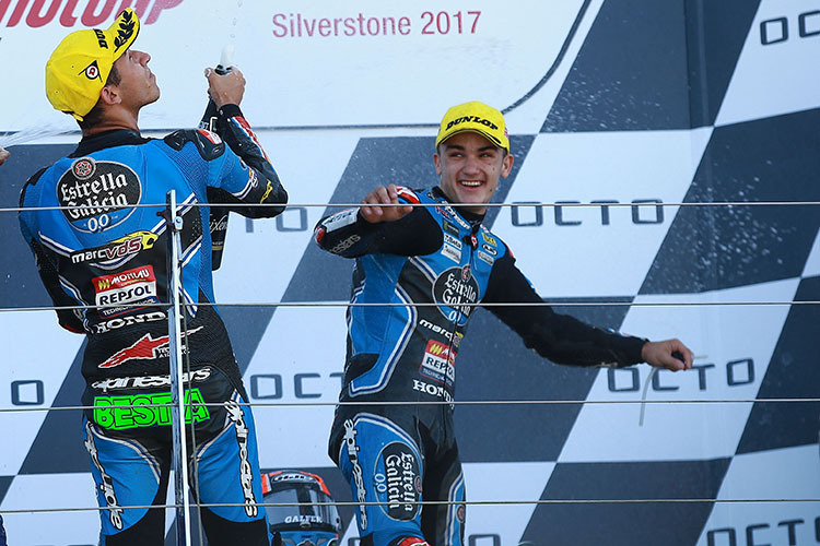 Enea Bastianini und Aron Canet feierten in Silverstone gemeinsam