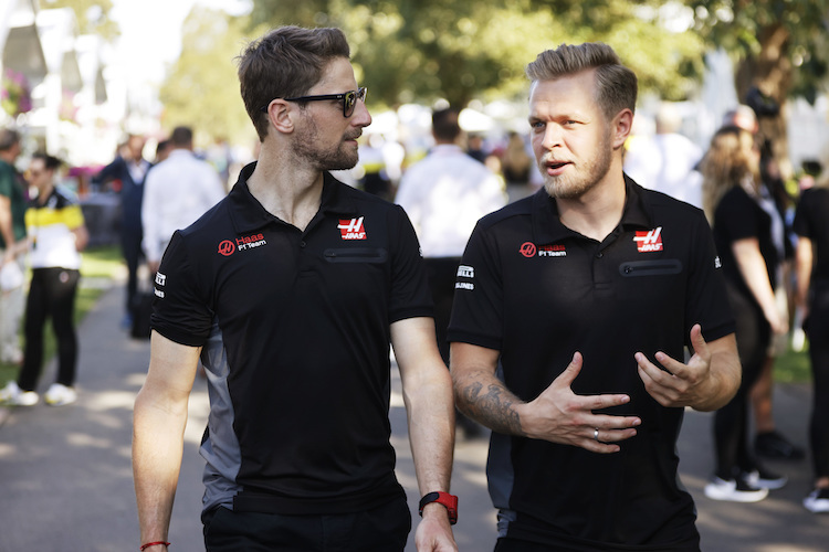 Romain Grosjean und Kevin Magnussen 2020 in Melbourne – vor der Maskenpflicht