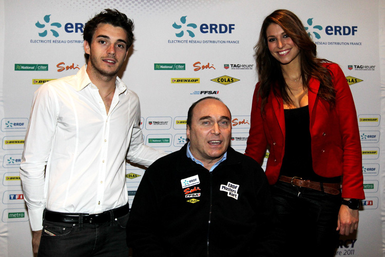 Philippe Streiff mit Jules Bianchi und Laury Thilleman, Miss Frankreich von 2011