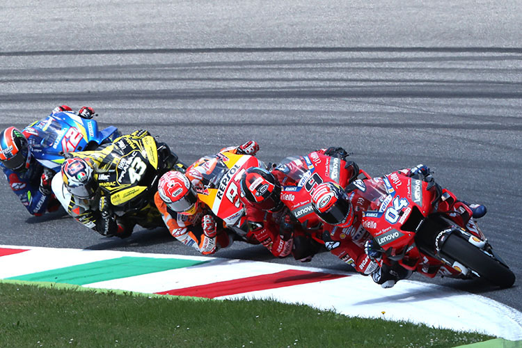 Andrea Dovizioso vor Danilo Petrucci, Márquez, Miller und Rins – Ducati diktierte im Rennen das Tempo