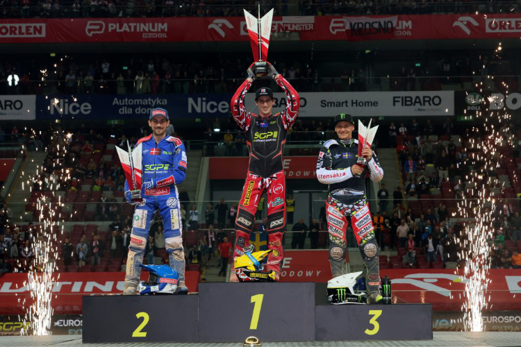 Das Podium in Warschau: Leon Madsen, Max Fricke und Fredrik Lindgren