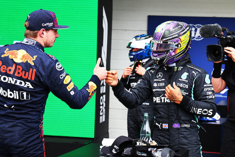 Max Verstappen und Lewis Hamilton