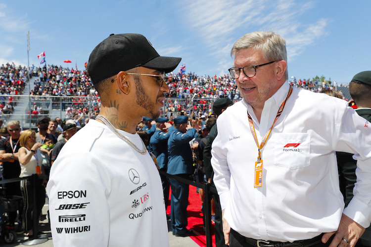 Lewis Hamilton und Ross Brawn 2018 in Montreal