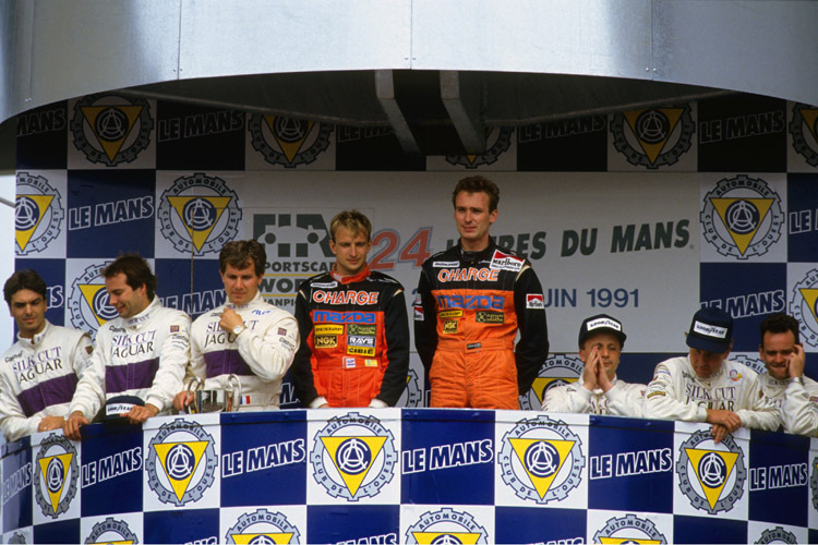 Le Mans 1991: Volker Weidler und Bertrand Gachot auf dem Podest