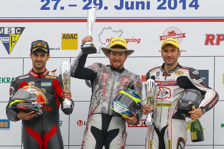 Damian Cudlin (Mitte) holte einen Sieg auf dem Nürburgring