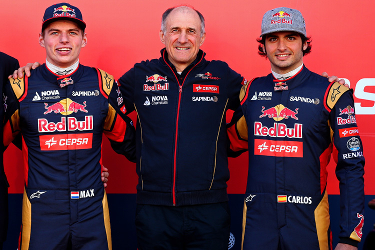 Toro-Rosso-Teamchef Franz Tost mit Max Verstappen (links) und Carlos Sainz