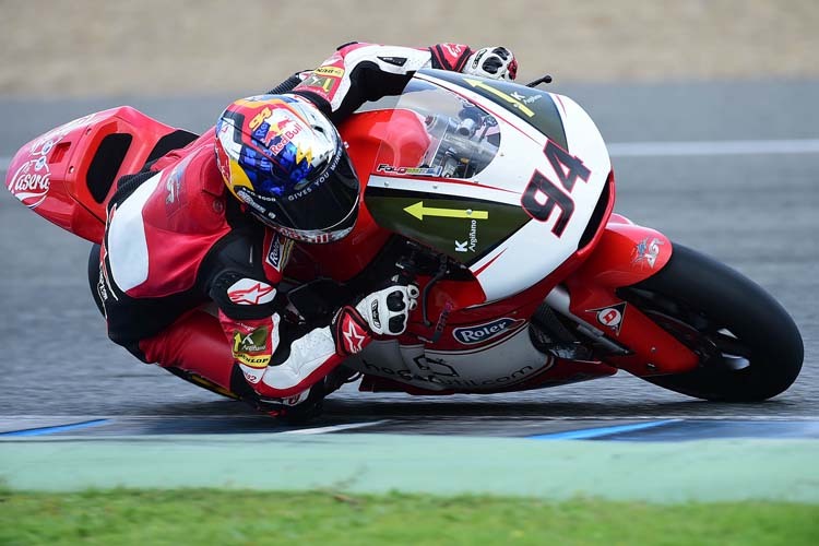 2014 stand Jonas Folger als Moto2-Rookie in Jerez auf dem Podest