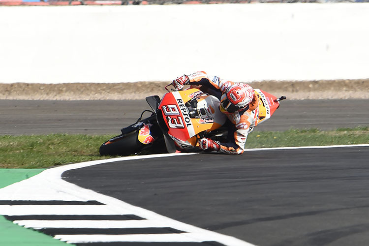 Marc Márquez siegte in England 2014 – und rutschte am Freitag im FP1 aus