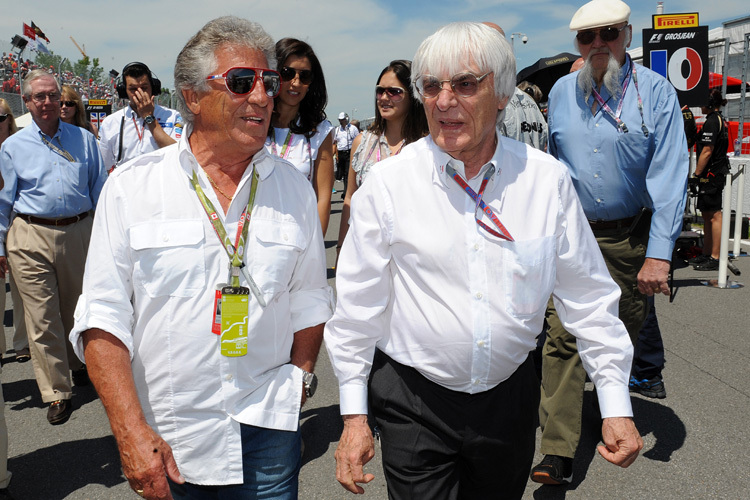 Bernie Ecclestone (re.) mit Altmeister Mario Andretti