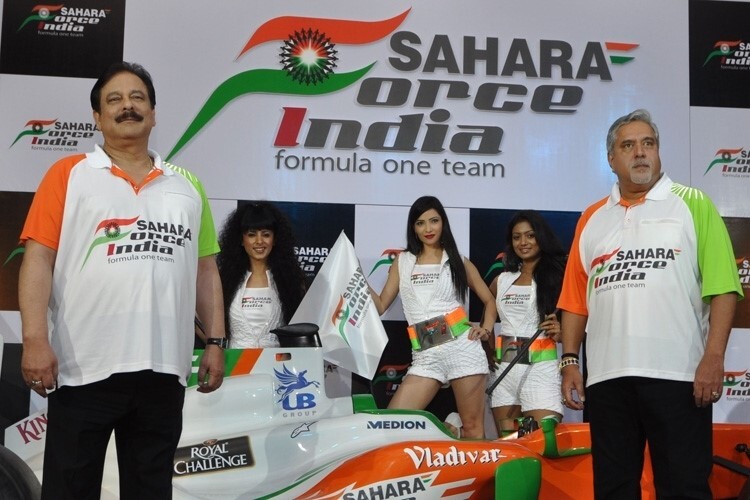 Die Force-India-Teilhaber Subrata Roy (links) und Vijay Mallya (rechts)