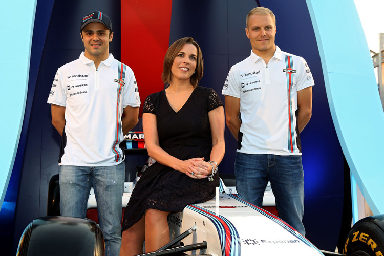 Claire Williams mit ihren Fahrern Felipe Massa und Valtteri Bottas