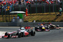 Jenson Button im Ungarn-GP vor Sebastian Vettel und Romain Grosjean