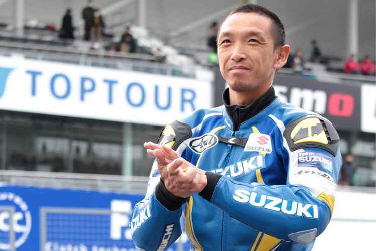 Der ehemalige GP-Pilot Nobuatsu Aoki testet mit 42 Jahren noch für Suzuki