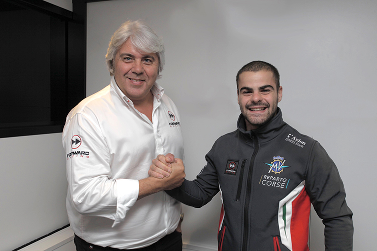 Teamchef Giovanni Cuzari mit Romano Fenati