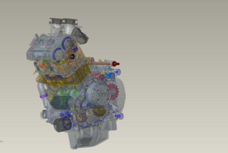 Computerzeichnung des 650er Zweizylindermotors: Sieht kompakt aus und die Fallstrmeinlässe versprechen eine gute Leistungsausbeute