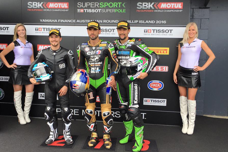 Starkes Kawasaki-Duo: Randy Krummenacher (re.) und Kenan Sofuoglu (Mitte)