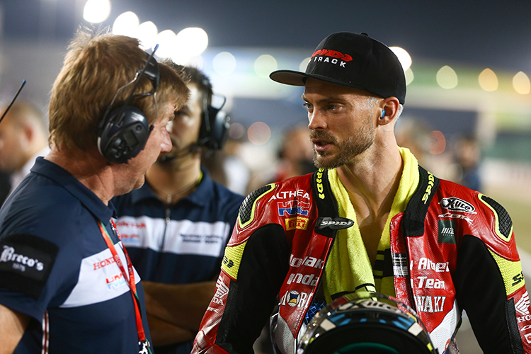 Leon Camier (re.) fuhr sein letztes Rennen für Honda