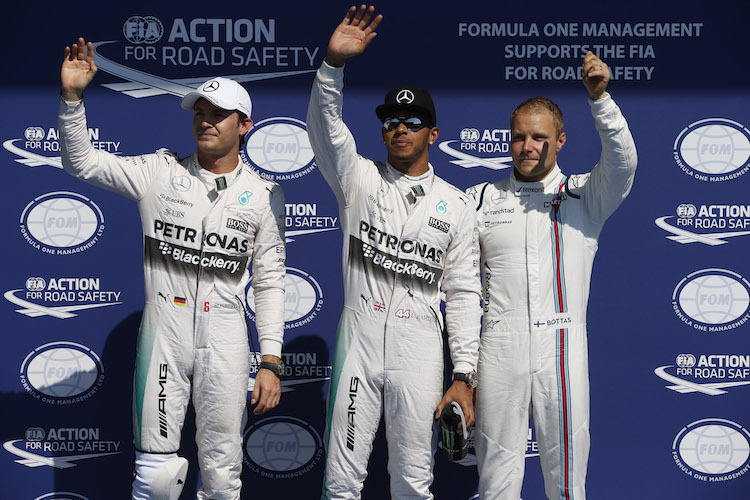 Die drei Schnellsten des Qualifyings: Rosberg, Hamilton, Bottas