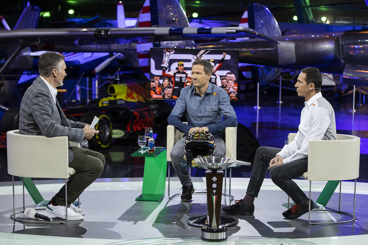 ServusTV-Moderator Andreas Gröbl im Gespräch mit Sebastien Ogier und Julien Ingrassia 