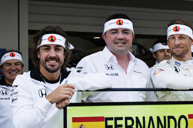 Fernando Alonso, Eric Boullier, Jenson Button