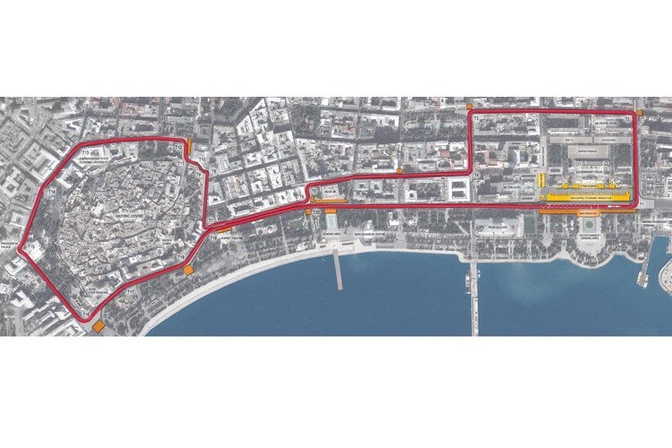 Das eigentwillige Layout der Baku-Strassenrennstrecke