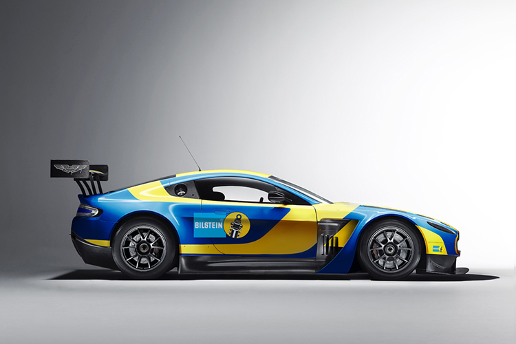 Blau-gelbes Kleid für den V12 Vantage GT3