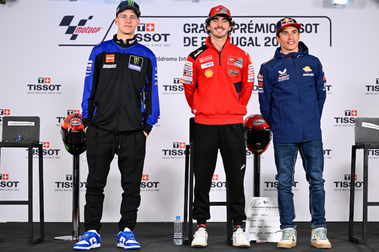 Fabio Quartararo, Pecco Bagnaia und Marc Márquez