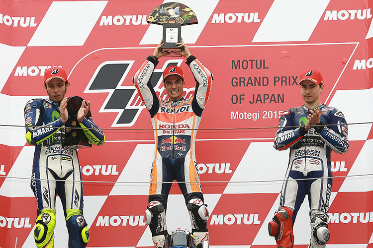 2015 siegte mit Dani Pedrosa ebenfalls ein Honda-Pilot in Motegi