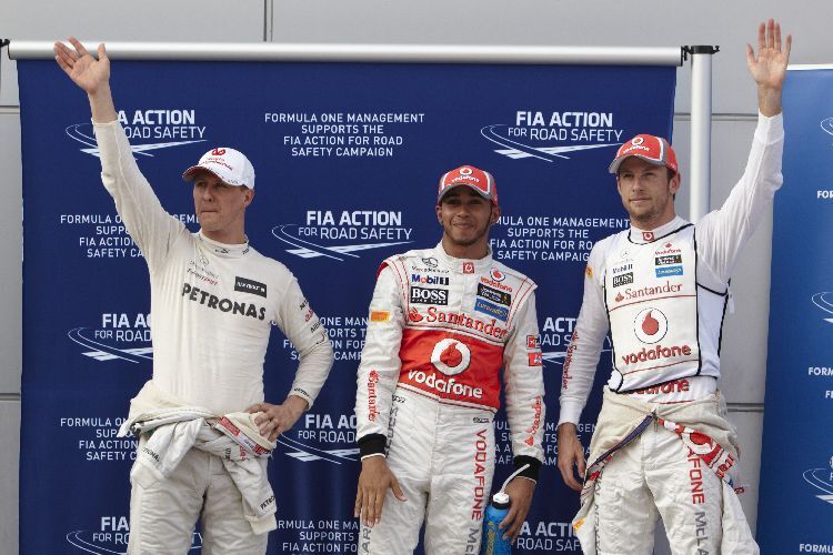 Schumi, Hamilton und Button, die besten drei der Qualifikation