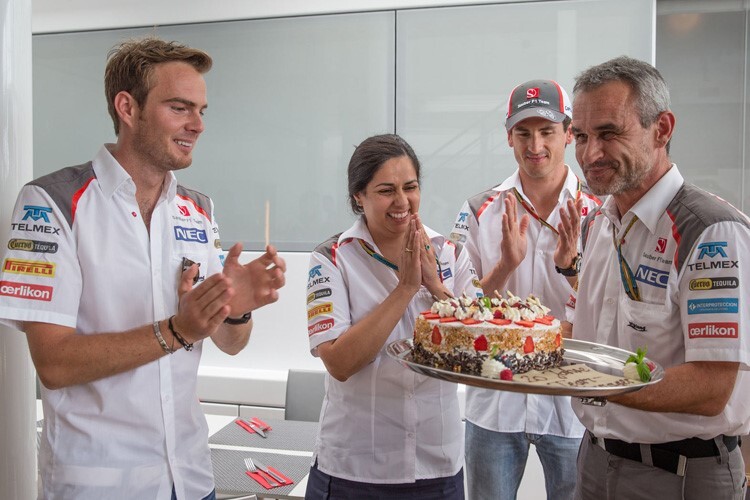 Giedo van der Garde, Monisha Kaltenborn, Adrian Sutil und Beat Zehnder 2014