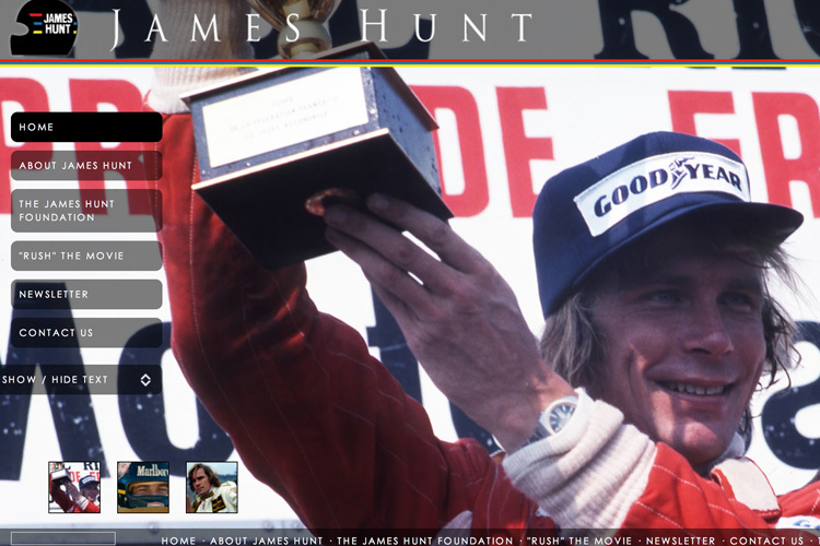 Die Startseite von James Hunt im Internet