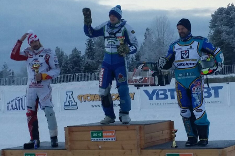 Podium in Ylitornio: Franz Zorn, Jegor Myshkovets und Günther Bauer (v.l.)