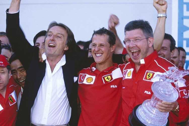 Luca Montezemolo, Michael Schumacher und Ross Brawn