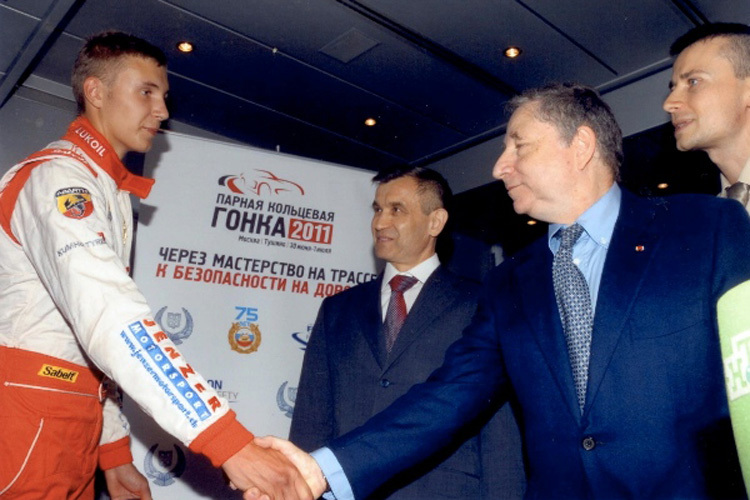 Sergey Sirotkin 2011 mit FIA-Chef Jean Todt: Gute Kontakte können nie schaden
