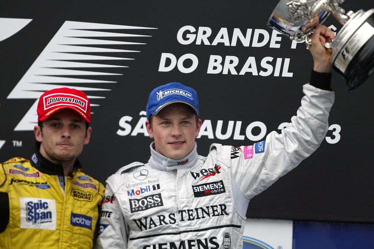 Brasilien-Podium 2003: Fisichella, Räikkönen