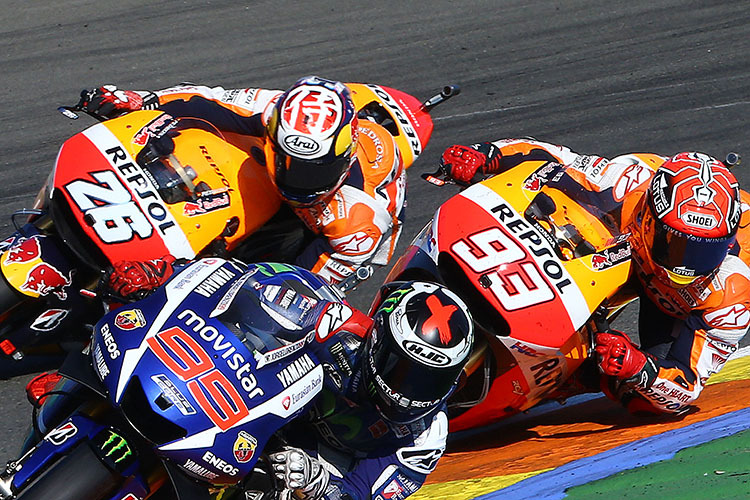In der MotoGP-WM sind Lorenzo, Márquez und Pedrosa stark, kann Rossi dagegenhalten?