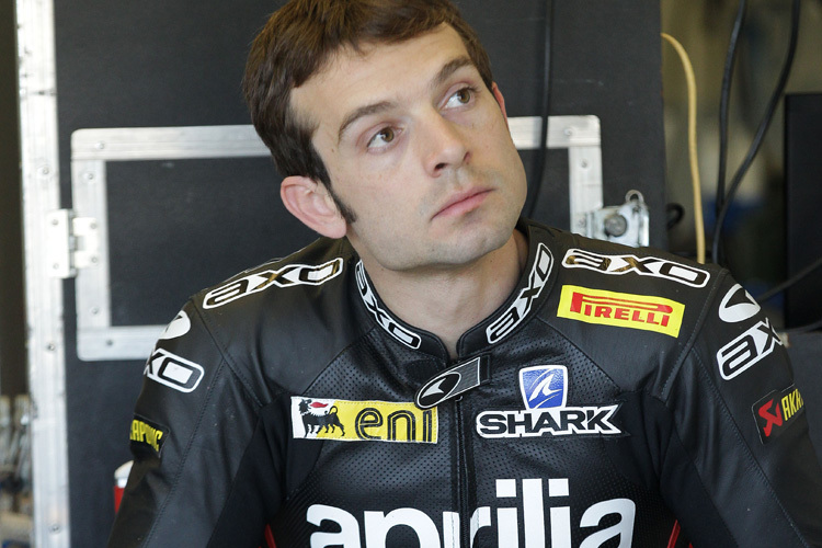 Sylvain Guintoli in Aprilia-Farben