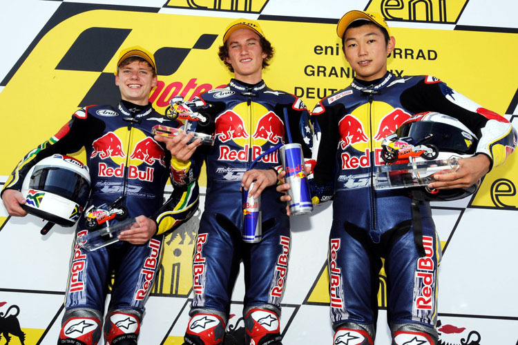 Brad Binder, Jake Gagne und Daijiro Hiura (v.l.)