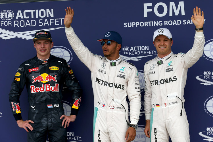 Max Verstappen sicherte sich den dritten Startplatz hinter Lewis Hamilton und Nico Rosberg