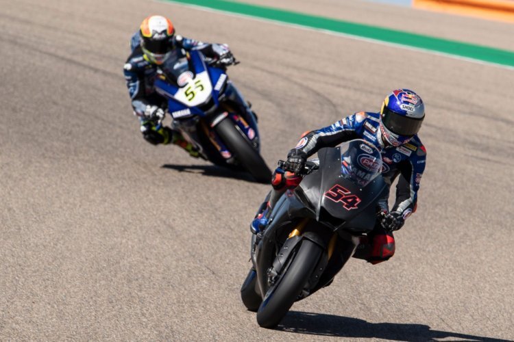 Die Yamaha-Piloten Toprak Razgatliogliu und Andrea Locatelli beim Aragon-Test