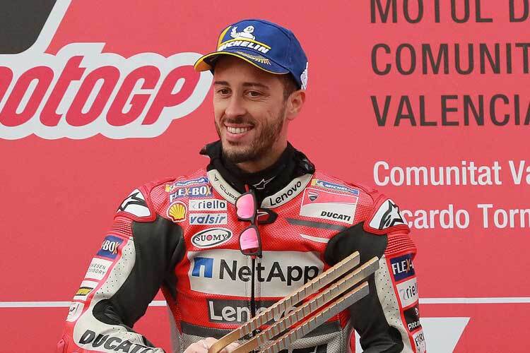 Andrea Dovizioso setzte sich in Valencia gegen die Konkurrenz und den Regen durch