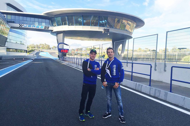 Die Yamaha-Werksfahrer Alex Lowes (li.) und Sylvain Guintoli