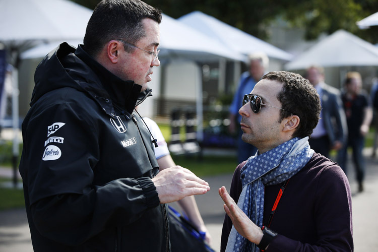 French Connection: Nicolas Todt im Gespräch mit McLaren-Renndirektor Eric Boullier