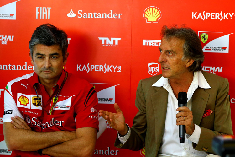 Pressekonferenz in Spanien: Montezemolo (rechts) redet, Mattiacci schweigt