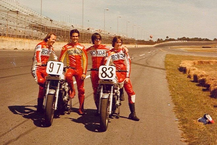 Das US-Honda-Superbike Team 1980 in Daytona: Pierce, Pietri, McLaughlin und Spencer