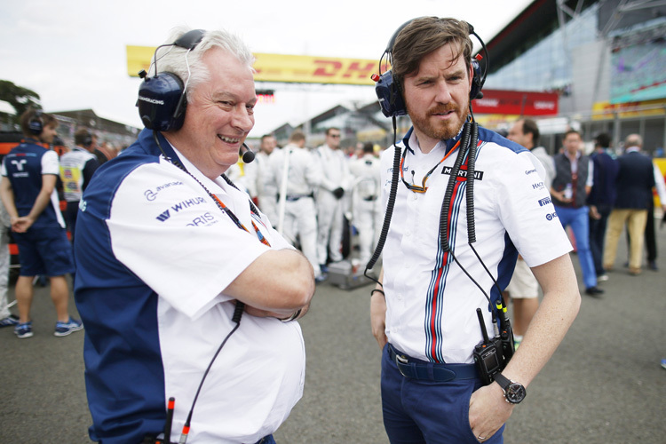 Williams-Technikchef Pat Symonds (links) mit dem leitenden Ingenieur, Rob Smedley