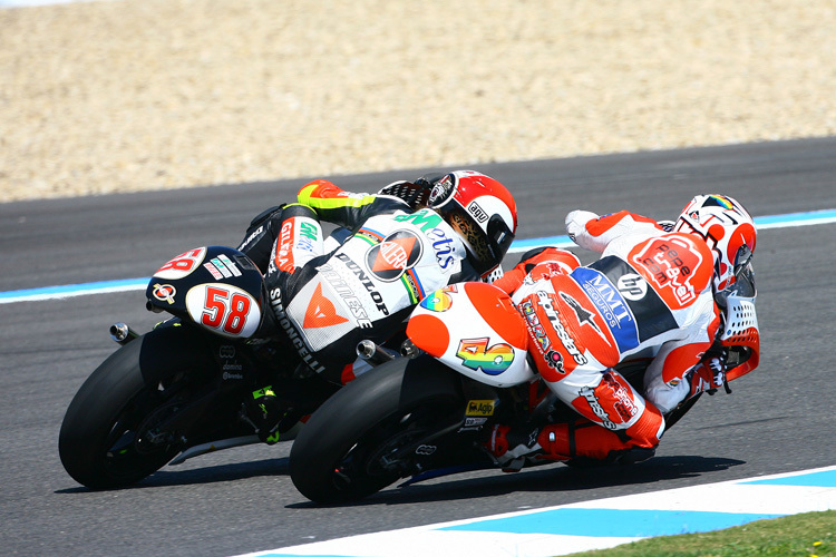 Jerez-GP: Barbera (innen) gegen Simoncelli