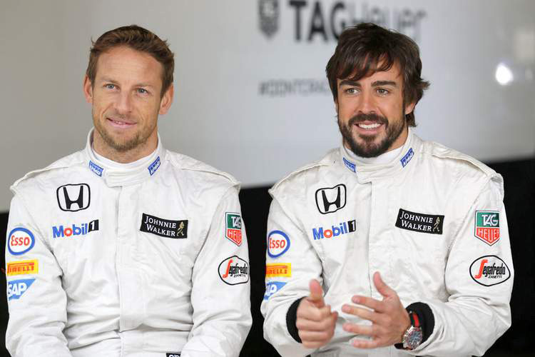 Jenson Button und Fernando Alonso: die Freude auf den neuen Honda-Motor wird getrübt