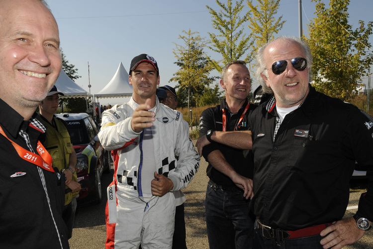 Dave Wilcock (li.), Dani Sordo (Mi.), David Richards (re.)